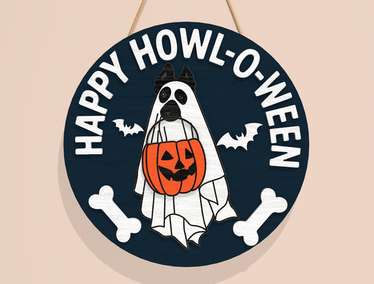 Happy Howloween Dog Door Sign SVG Laser Cut File for Glowforge
