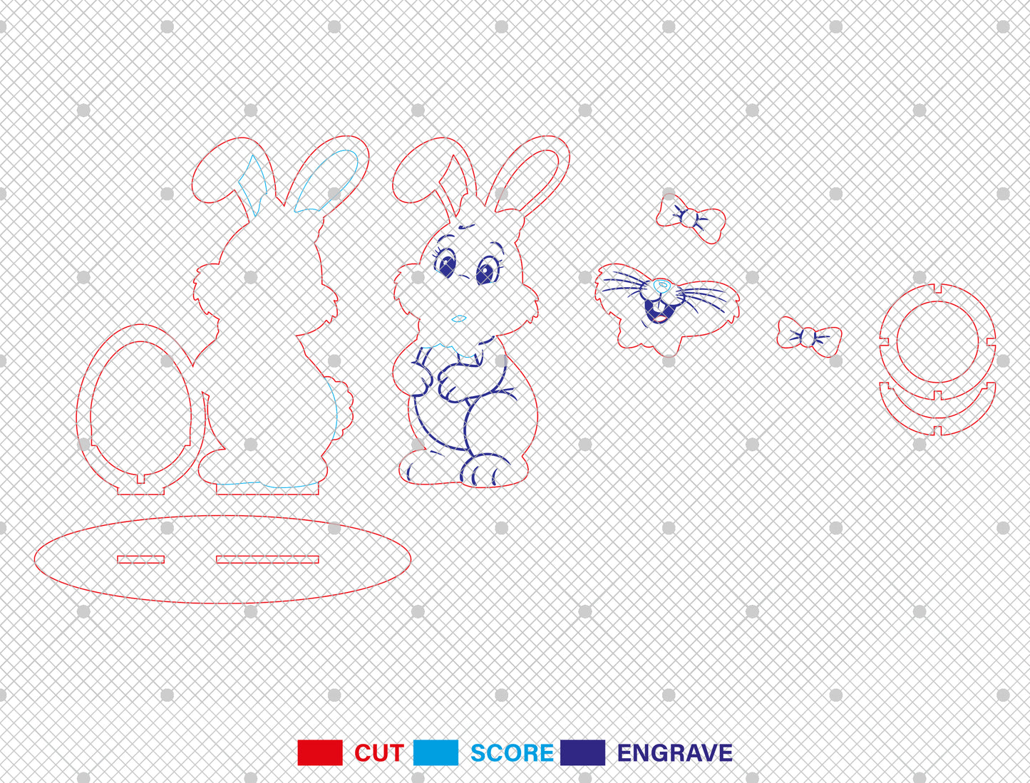 Easter Egg Holder SVG Bundle Bunny Chick 11 Designs for Glowforge and xTool