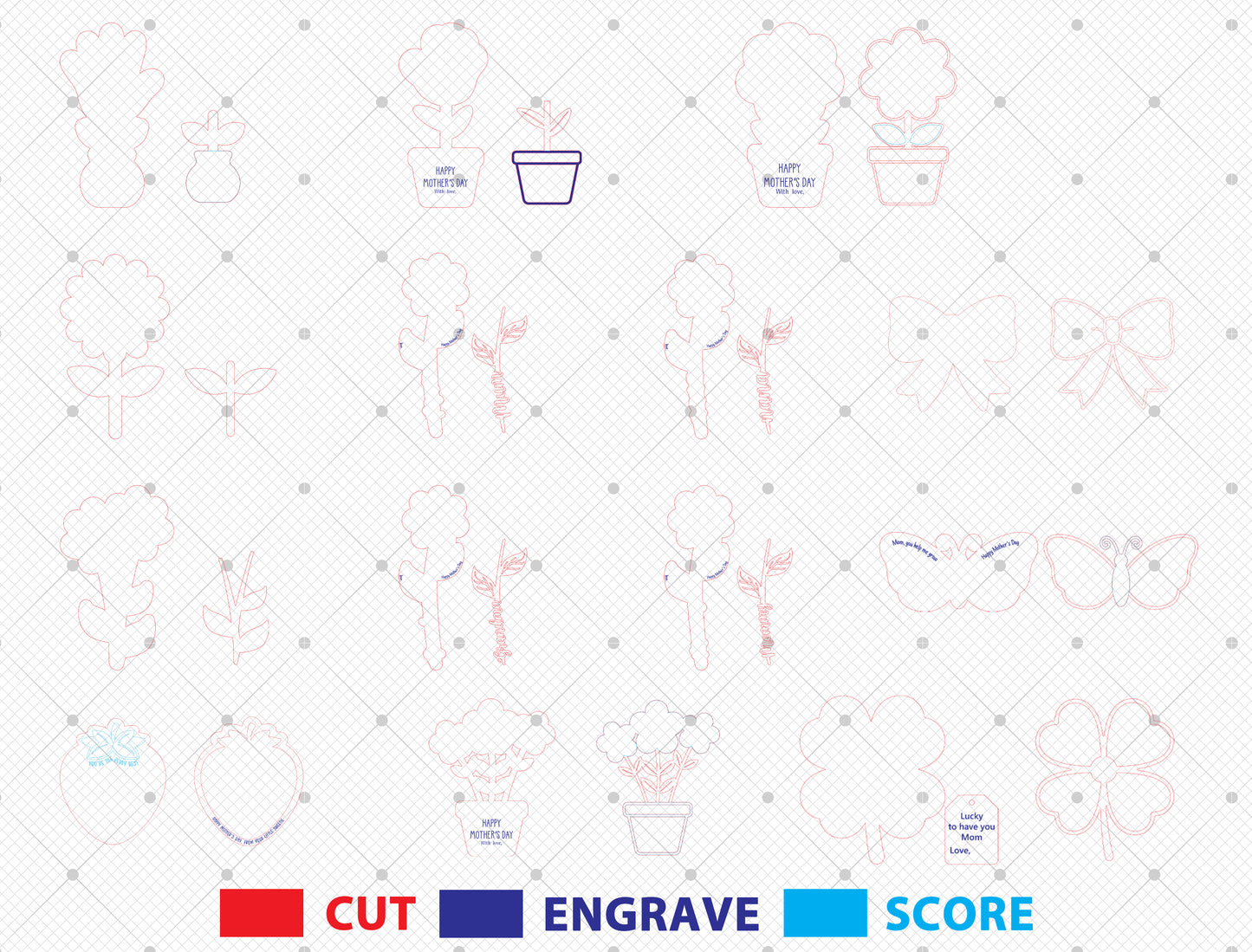 Mother's Day Handprint Craft Bundle SVG Kids Sign Laser Cut File for LightBurn and xTool