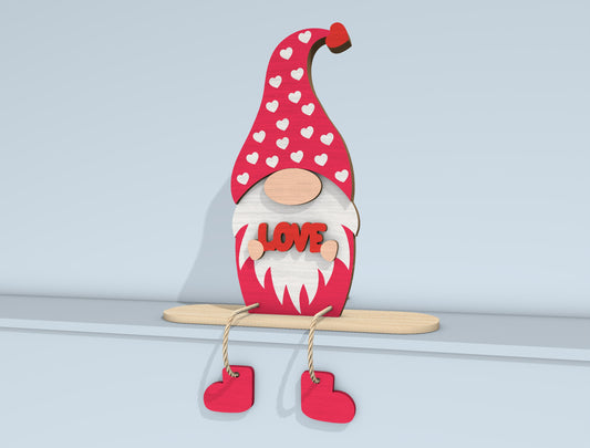Valentine Gnome Shelf Sitter SVG Laser Cut File for Glowforge and xTool