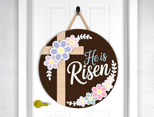 He Is Risen Religious Easter Door Sign SVG Bundle for Glowforge and xTool