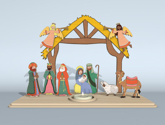 Nativity Scene Tabletop Decor Laser Cut File | Ready to Cut | Glowforge, xTool, LightBurn, etc.