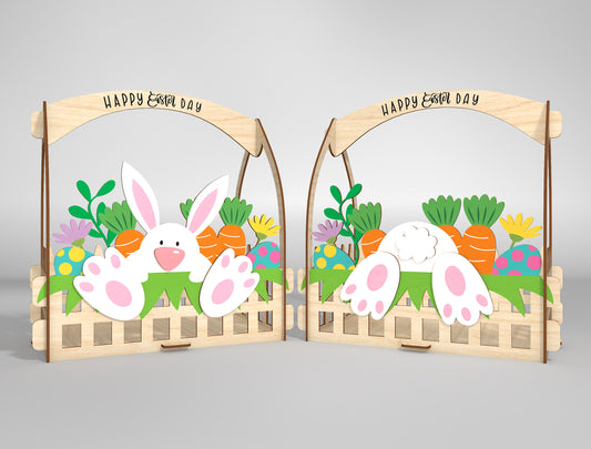 Bunny Easter Basket Holder SVG Spring 2 Designs for LightBurn and Glowforge