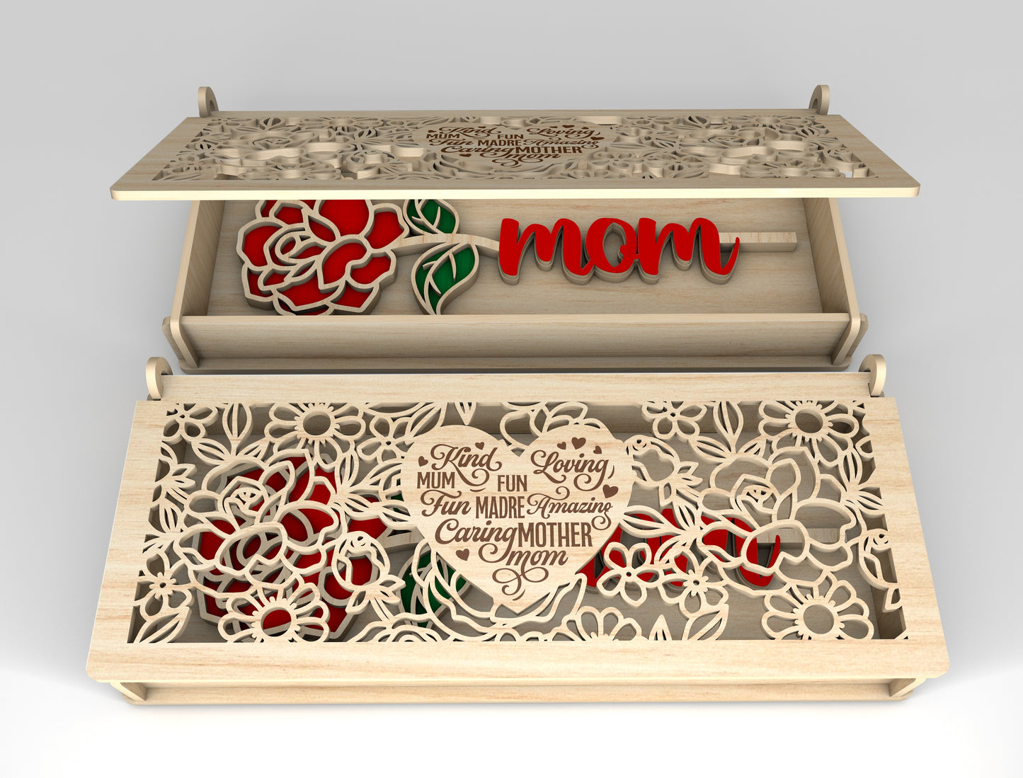 Floral Mom Gift Box SVG Mother's Day Laser Cut File for Glowforge