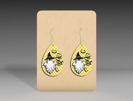 Halloween Ghost Teardrop Earrings SVG Bundle 3 Designs for LightBurn Glowforge xTool
