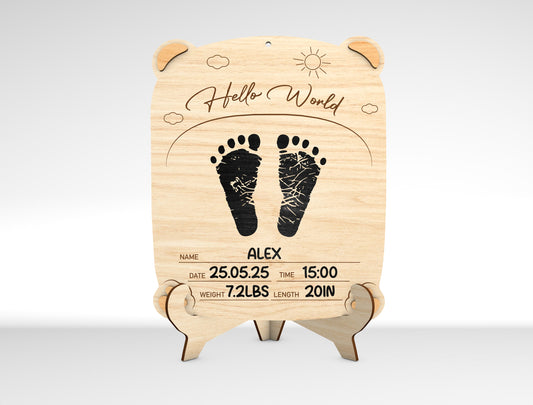 Personalized Baby Footprint Ultrasound Frame SVG Laser Cut File for Glowforge and LightBurn