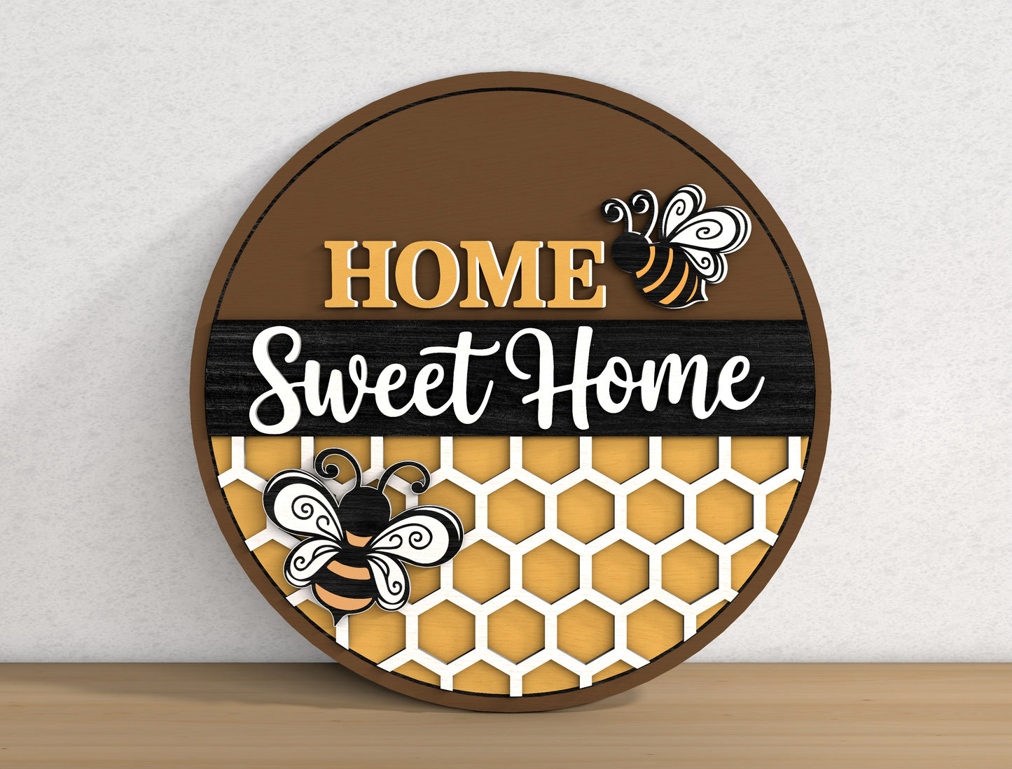 Bee Honeycomb Door Sign SVG Bundle Laser Cut File for Glowforge and xTool