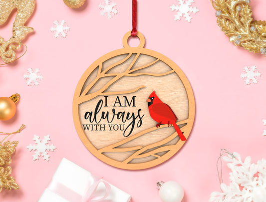 Cardinal Branch Round Ornament SVG Laser Cut File for Glowforge and xTool