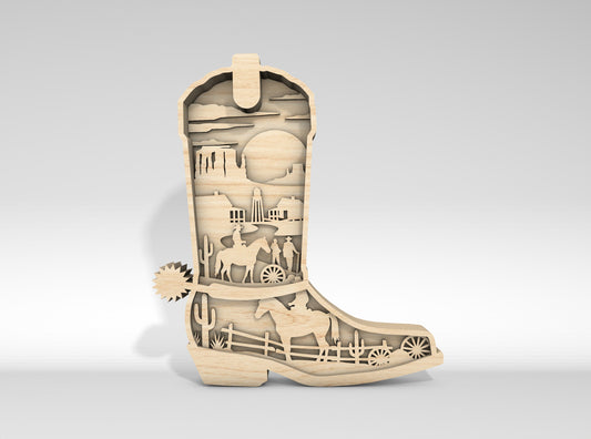 Western Cowboy Multilayer SVG Laser Cut File Bundle for Glowforge