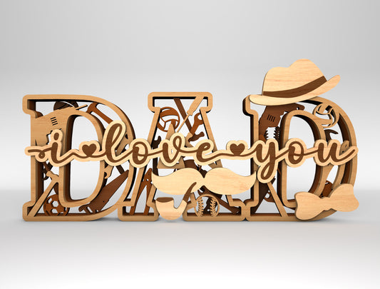 Dad Sports Monogram Sign SVG Laser Cut File for xTool and LightBurn