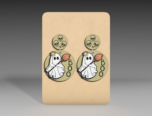 Halloween Boo Ghost Earrings SVG Bundle 3 Designs for LightBurn Glowforge