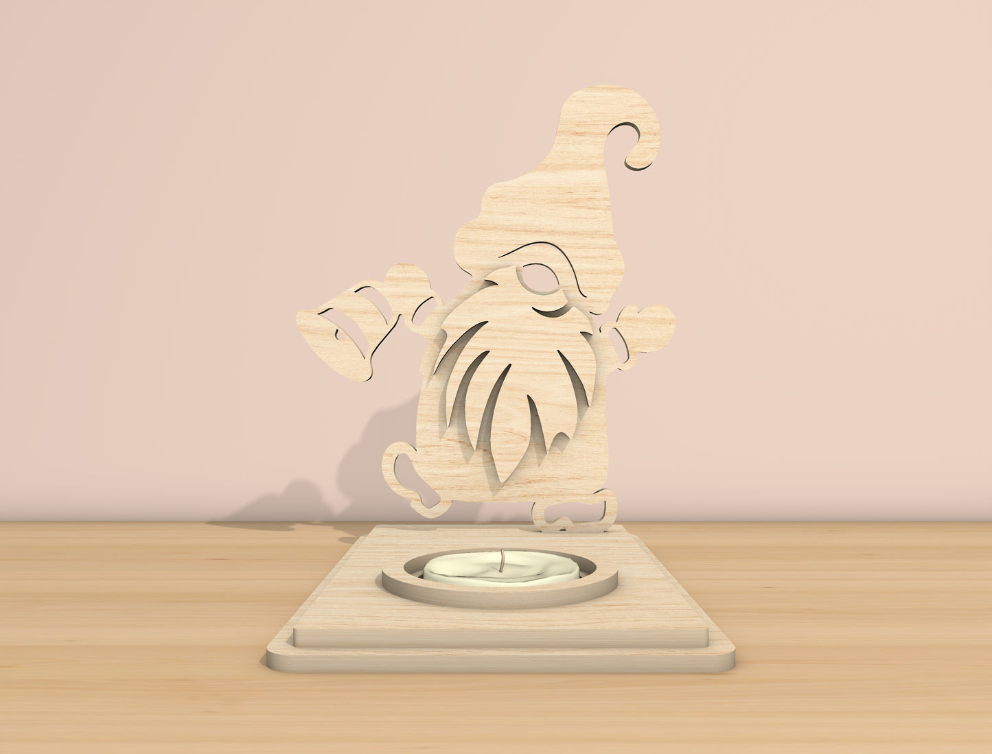 Christmas Santa Candle Holder Laser Cut File | Ready to Cut | Glowforge, xTool, LightBurn, etc.