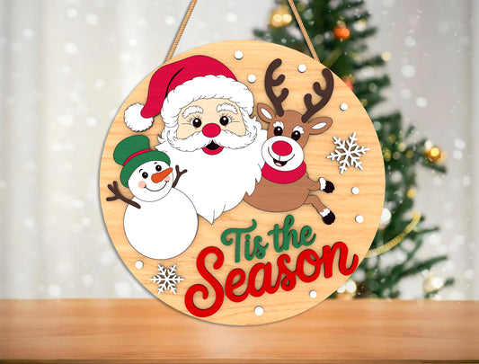 Christmas Round Sign Ornament SVG Bundle Laser Cut File for Glowforge xTool LightBurn