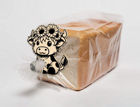 Highland Cow Bread Bag Clip Holders SVG Bundle Laser Cut File