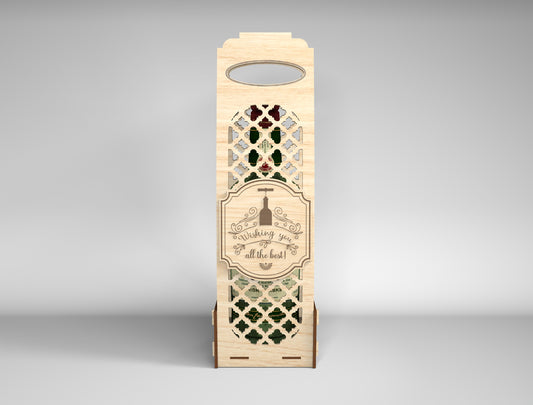 Wooden Wine Bottle Gift Box Bundle SVG Laser Cut File for xTool and Glowforge