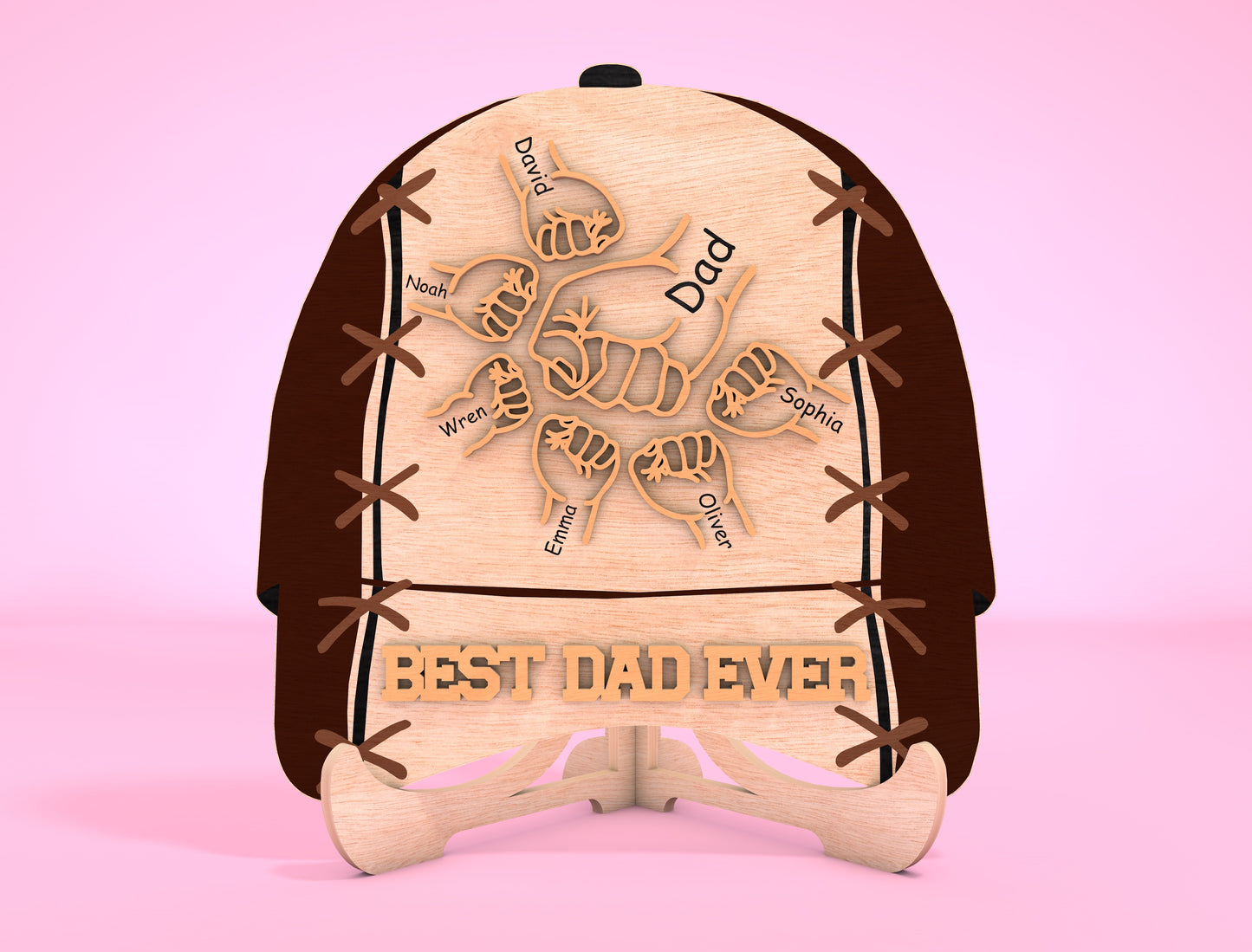 Personalized Best Dad Ever Cap Sign SVG Laser Cut File for Glowforge and xTool