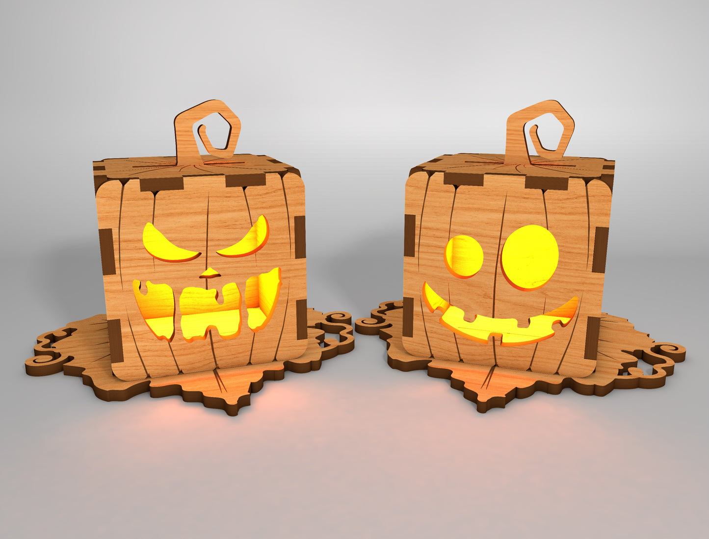Halloween Pumpkin Lantern Box SVG Set for Glowforge xTool LightBurn