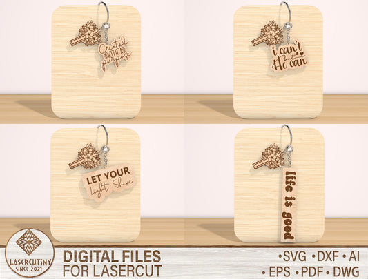 Christian Keychain SVG Bundle Bible Verse 24 Designs for LightBurn