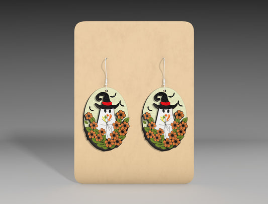 Halloween Floral Ghost Earrings SVG Bundle 3 Designs for xTool LightBurn