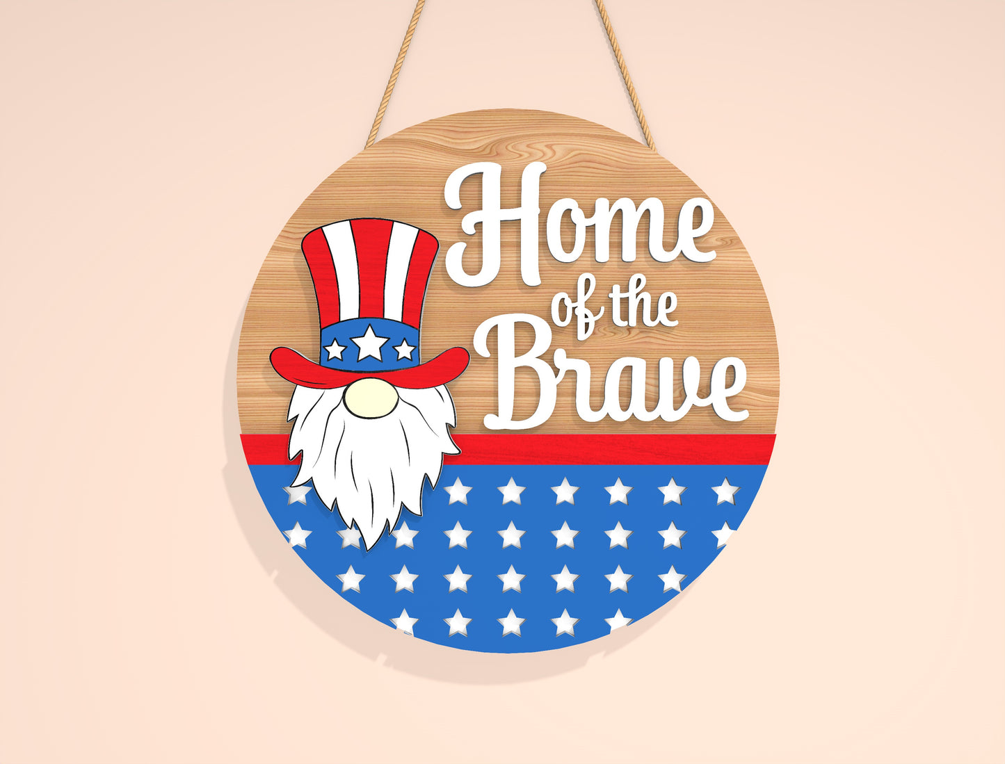Home of the Brave Gnome SVG Laser Cut File for Glowforge