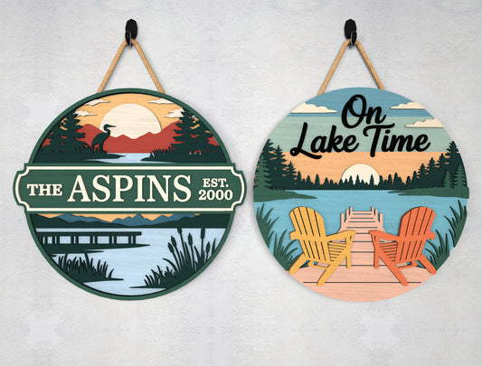 Personalized Lake House Door Hanger SVG Bundle for Glowforge