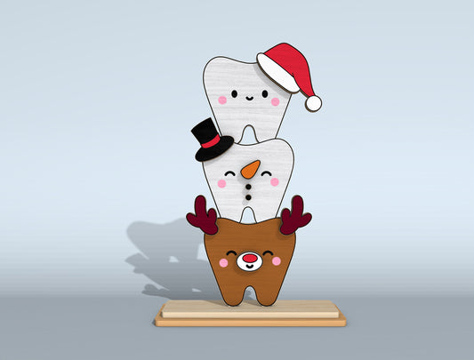 Christmas Stacked Characters Tabletop Decor Laser Cut File | Ready to Cut | Glowforge, xTool, LightBurn, etc.