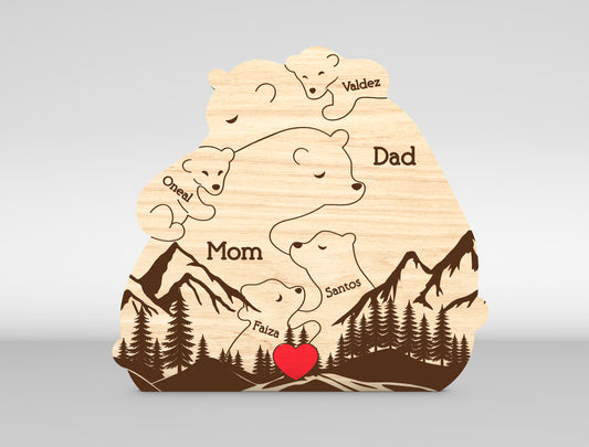 Bear Family Mountain Sign SVG Laser Cut File for LightBurn and Glowforge