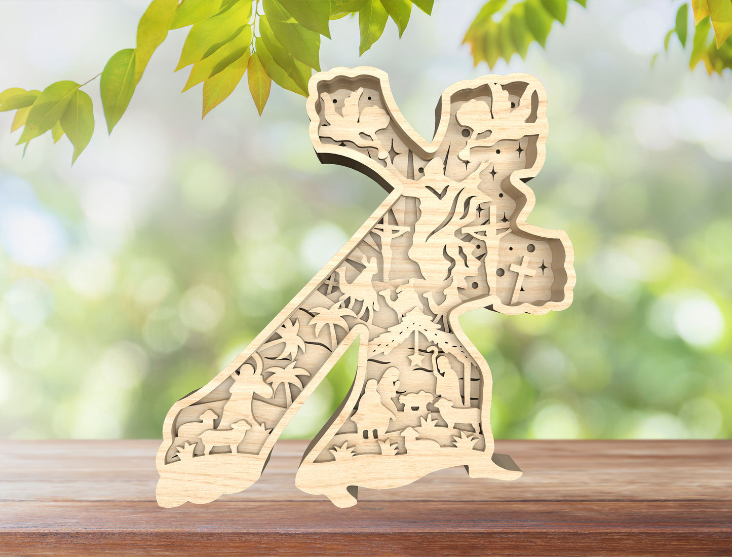 Layered Easter Cross He Is Risen SVG Bundle 3 Designs for LightBurn
