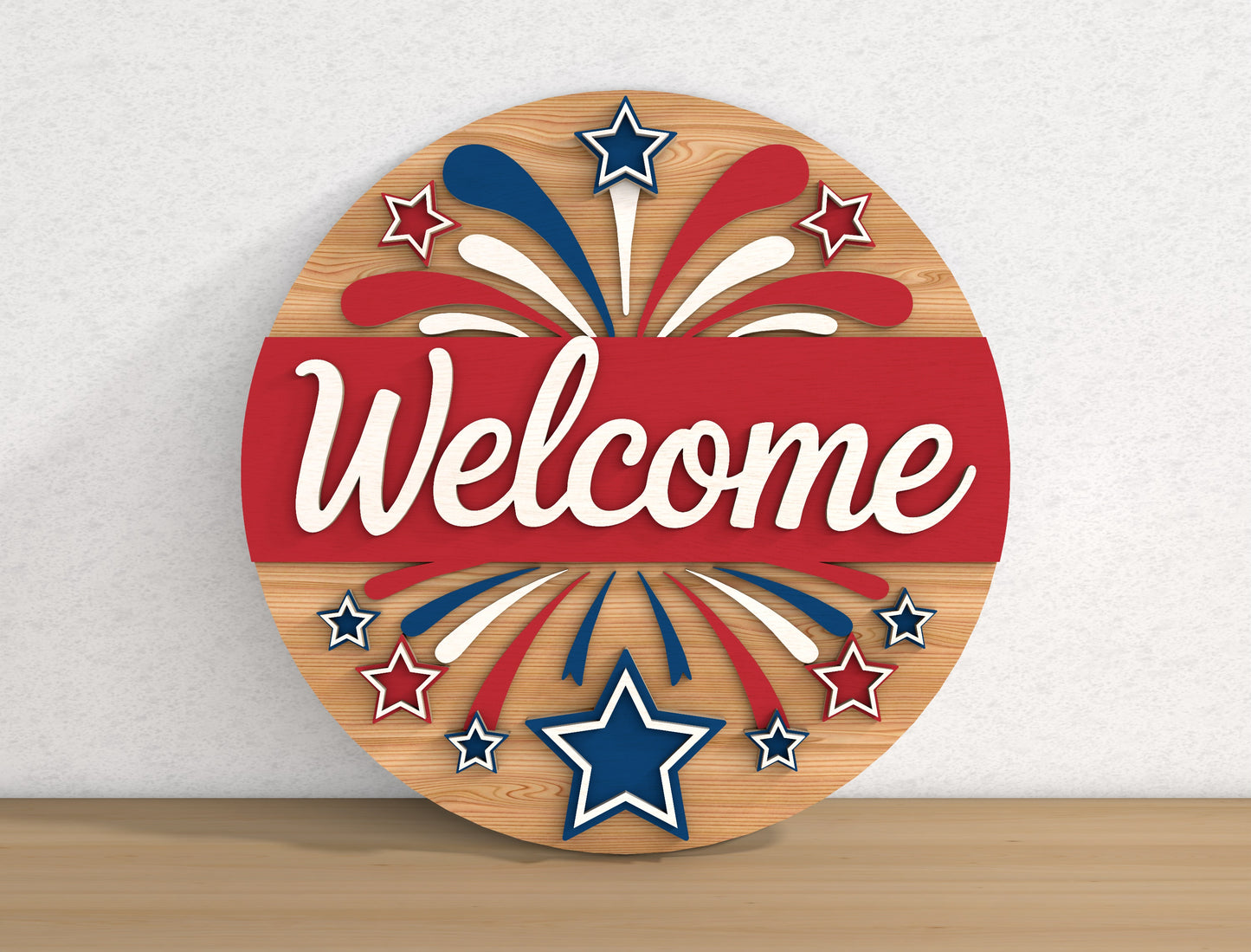 Patriotic Round Sign SVG Bundle Laser Cut File for Glowforge