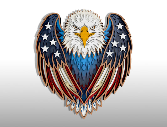 Patriotic Eagle Multilayer SVG Bundle for Glowforge and xTool