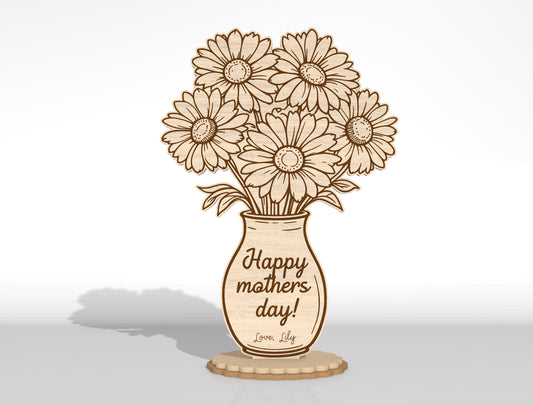 Mother's Day Flower Vase Decor Bundle SVG Laser Cut File for Glowforge and LightBurn