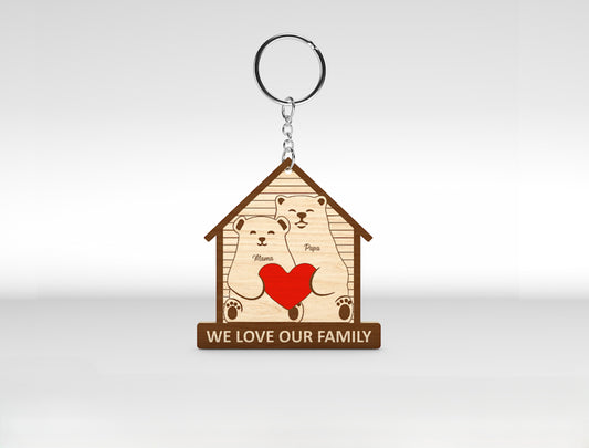 Bear Family Keychain SVG Personalized Bear House Sign for xTool