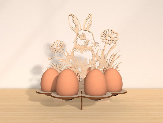 Easter Bunny Egg Holder Stand Laser Cut File | Spring Tabletop Egg Display | Ready to Cut | Glowforge, xTool, LightBurn, etc.