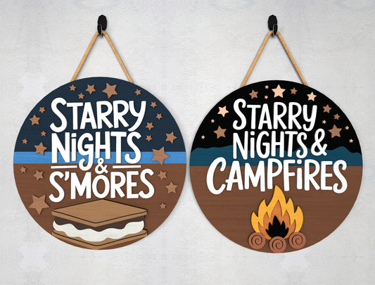 Starry Nights Camping Door Hanger SVG Bundle for Glowforge
