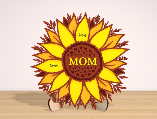 Mother's Day Sunflower Layered Sign SVG for xTool and LightBurn