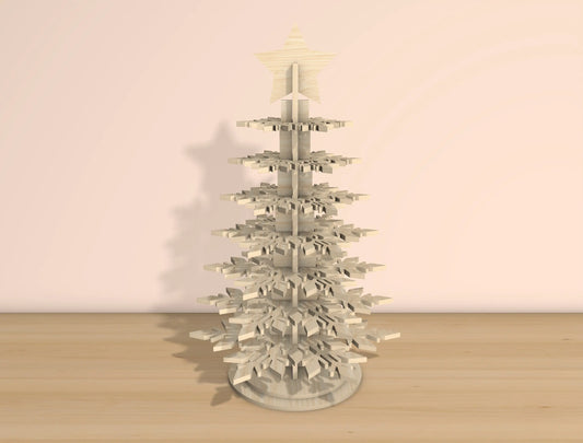 3D Snowflake Christmas Tree Laser Cut File | Ready to Cut | Glowforge, xTool, LightBurn, etc. My Store
