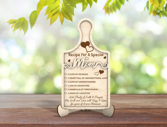 Mom Grandma Recipe Cutting Board Sign SVG for LightBurn and xTool