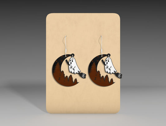 Halloween Ghost Moon Earrings SVG Bundle 3 Designs for xTool LightBurn Glowforge