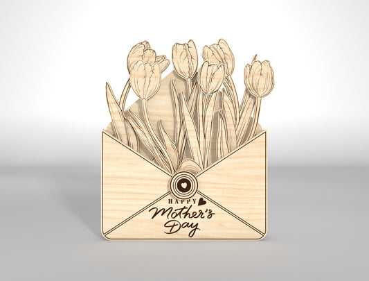 Mother's Day Gift Card Holder SVG Floral Envelope for Glowforge