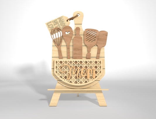 Cutting Board Mom Flower Holder SVG Bundle for Glowforge and xTool