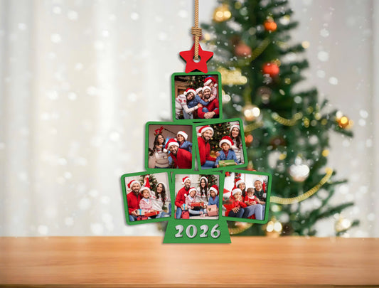 Personalized Christmas Photo Tree Ornament Laser Cut File | Family Photo Collage | Ready to Cut | Glowforge, xTool, LightBurn, etc.
