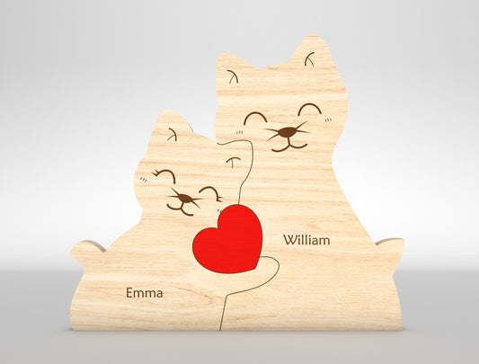 Custom Name Cat Family Puzzle Sign SVG for LightBurn and xTool