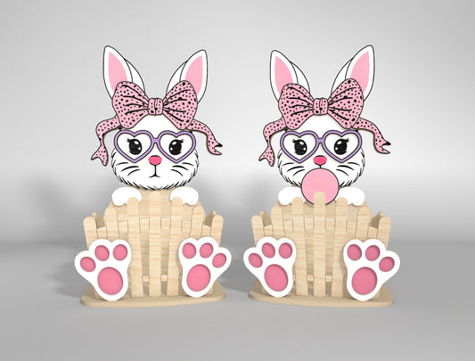 Cute Bunny Egg Holder Bow Heart Glasses SVG 2 Designs for LightBurn and xTool