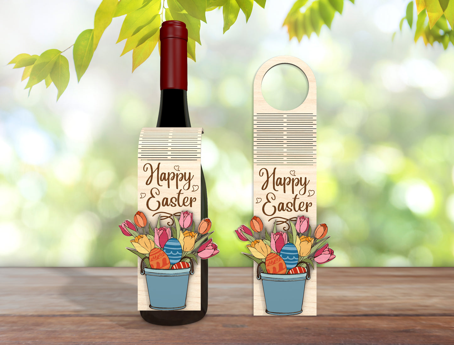 Floral Easter Bottle Tag SVG Spring Wine Gift 3 Designs for Glowforge and xTool
