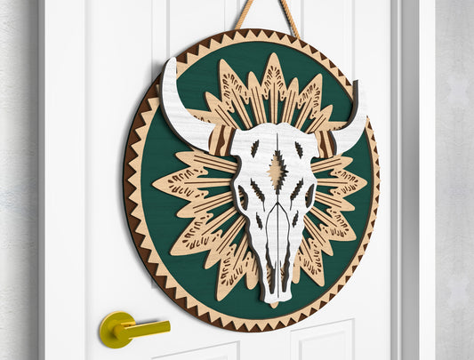 Western Boho Door Sign SVG Laser Cut File for LightBurn and Glowforge