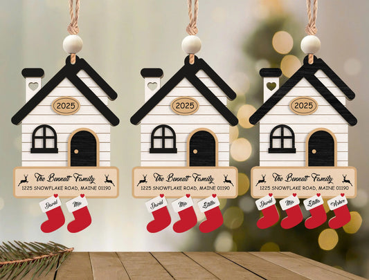 Personalized Christmas Family House Ornament Laser Cut File | Ready to Cut | Glowforge, xTool, LightBurn, etc. My Store