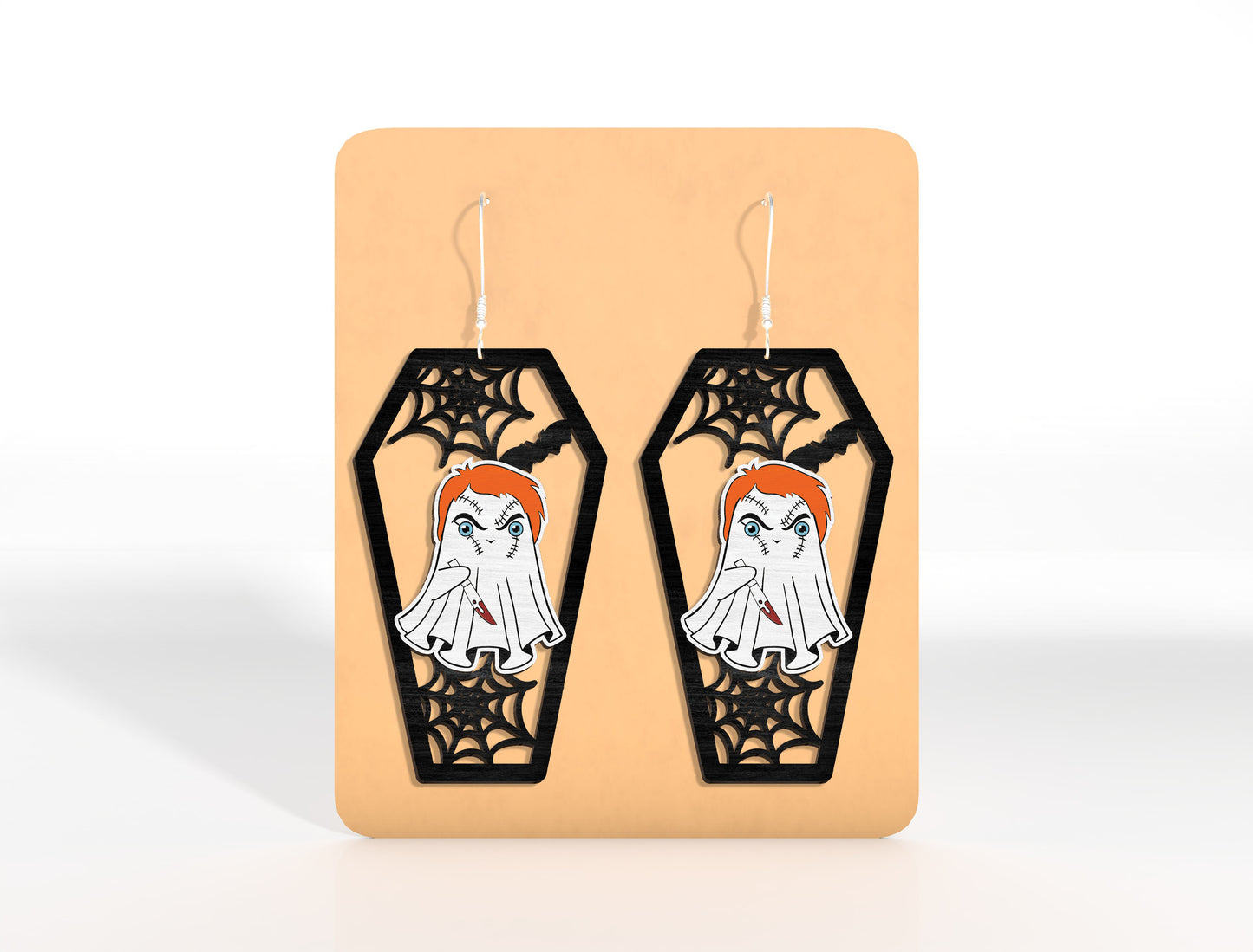 Halloween Coffin Skeleton Earrings SVG Bundle Laser Cut File | Pumpkin Skull Earrings | Spooky Gothic Style | Glowforge, xTool, LightBurn, etc.