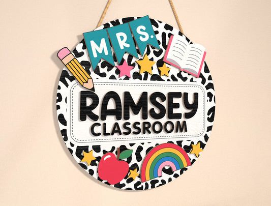Personalized Doodle Classroom Door Sign SVG Laser Cut File for Glowforge and xTool