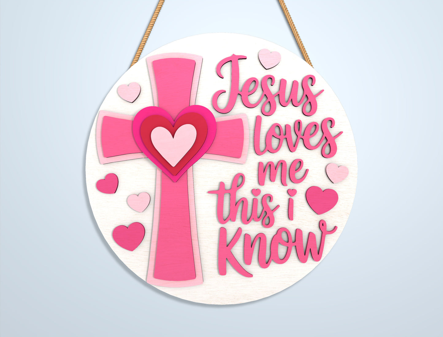 Valentine Round Sign Laser Cut File Bundle | Love & Christian Quotes SVG Set | Wooden Tiered Tray Decor Design | Glowforge, xTool, LightBurn, etc.