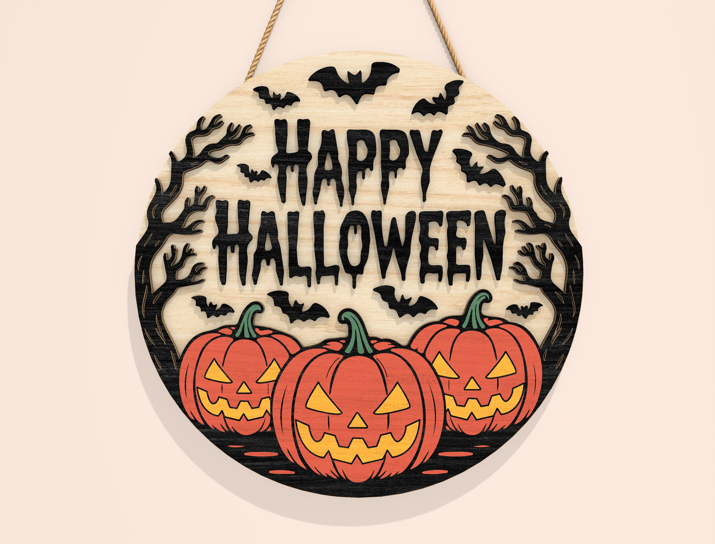 Halloween Round Door Sign SVG Bundle for Glowforge and LightBurn